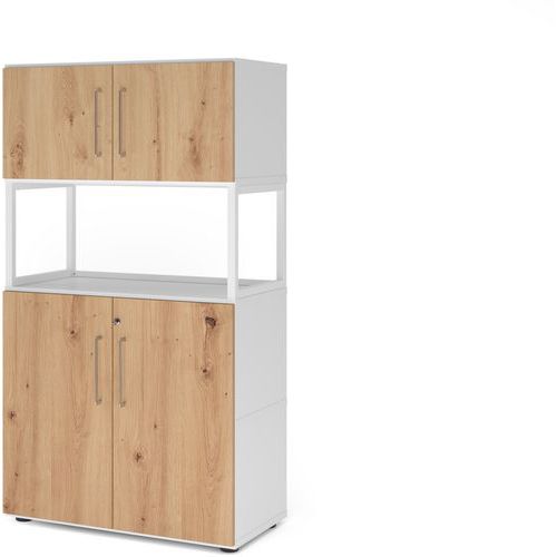 Armoire Combi À 4 Niveaux-cadre Ouvert-blanc-chêne Ambré