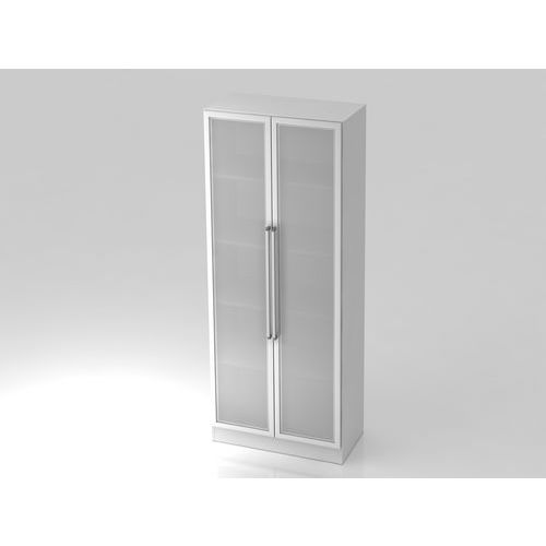 Armoire Non Verrouillable Vitrée-5 Niveaux-blanc-métal