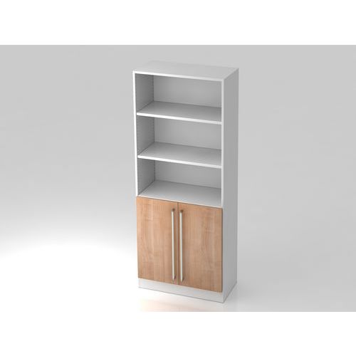 Armoire Non Verrouillable-portes Poignée Métal-5-blanc-noyer