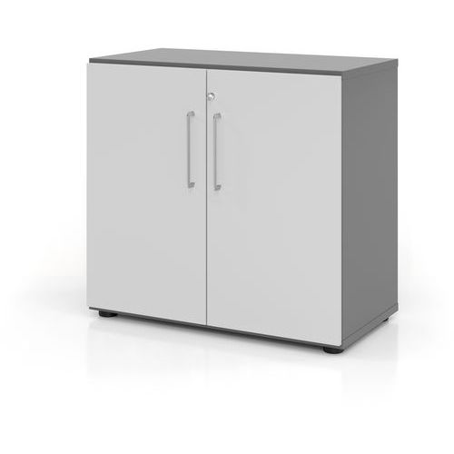 Hammerbacher - Armoire portes battantes 2 étagères - Graphite Gris - 746x420mm - Bois MFC Éco-responsable