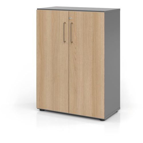 Armoire Portes Battantes À 3 Étagères-graphite-chêne