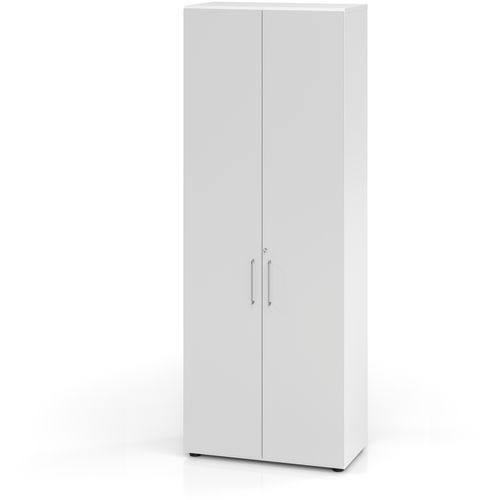 Armoire Portes Battantes À 6 Étagères-blanc-gris