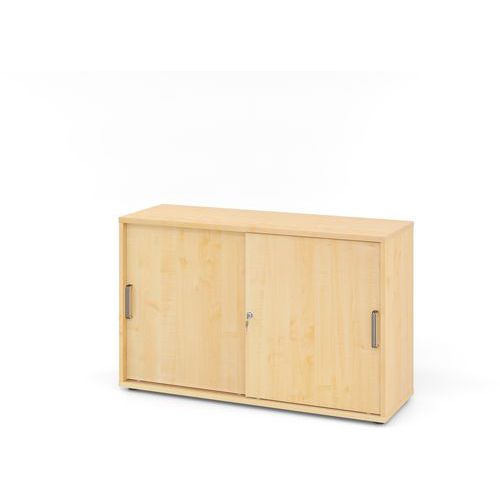 Hammerbacher - Armoire de bureau portes coulissantes - Érable Argent - 748x400mm - Éco-responsable
