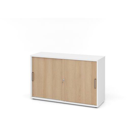 Armoire Portes Coulissantes - Bande-2 Cases-blanc-chêne