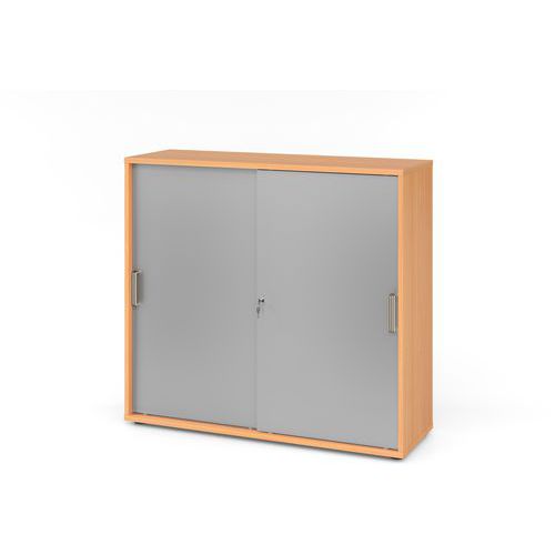 Armoire Portes Coulissantes - Bande-3 Cases-hêtre-argent
