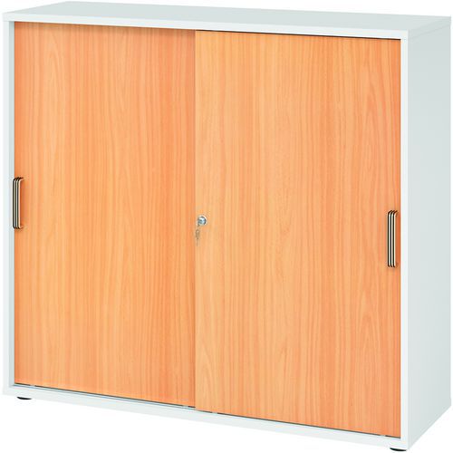 Armoire Portes Coulissantes - Bande-3 Cases-blanc-hêtre