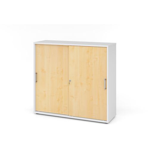 Hammerbacher - Armoire portes coulissantes - Blanc Érable - 1100x400mm - Éco-responsable