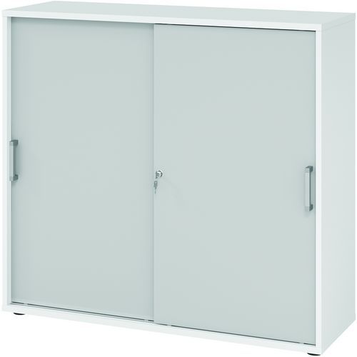 Armoire Portes Coulissantes Poignées Chromées-3-blanc-gris