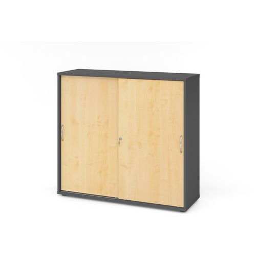 Armoire Portes Coulissantes - Courbées-3-graphite-érable