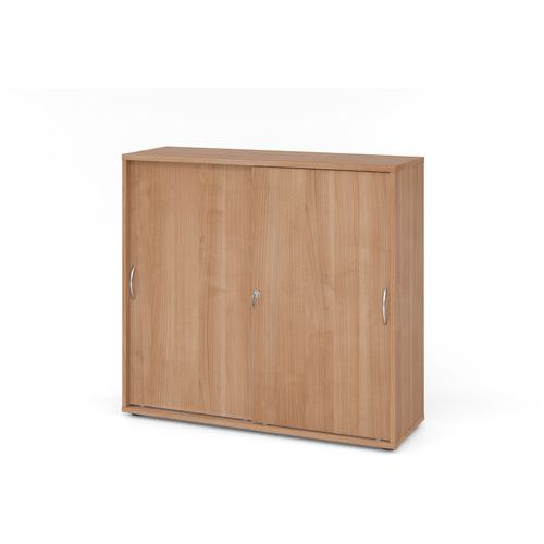 Armoire Portes Coulissantes Courbées-3 Cases-noyer-noyer