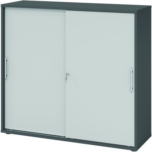 Hammerbacher - Armoire portes coulissantes - 1100x400mm - Anthracite/Gris Foncé - Bois MFC Éco-responsable