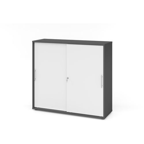 Armoire Portes Coulissantes - Plastique-3-graphite-blanc