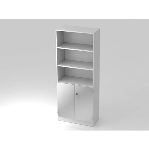 Armoire Verrouillable-2 Niveaux Avec Portes-blanc-argent