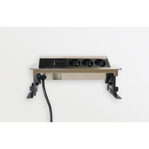 Hammerbacher - Bloc multiprises aluminium anodisé - 3 prises, 2m câble, Noir/Gris - Informatique & Multimédia