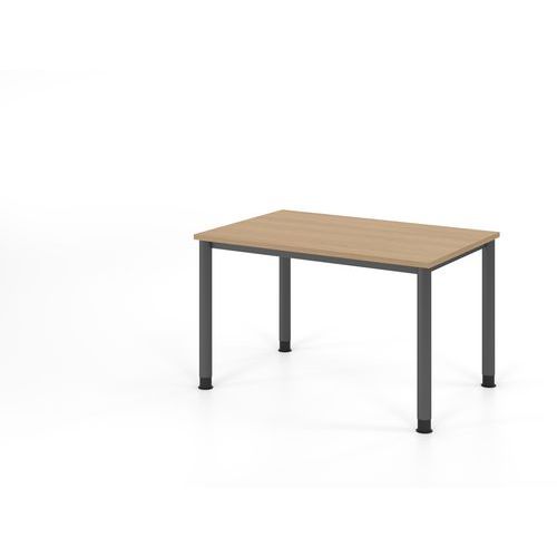 Hammerbacher - Bureau droit 120x80cm - Chêne Graphite - Hauteur réglable 68-81cm - Éco-responsable FSC