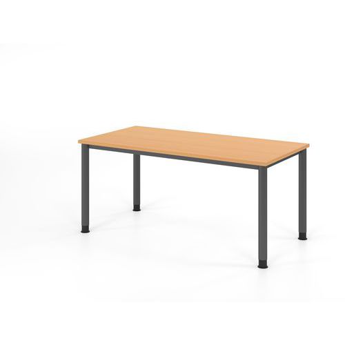 Hammerbacher - Bureau droit 160x80cm Hêtre Graphite - 4 pieds ronds réglables 68-81cm - FSC