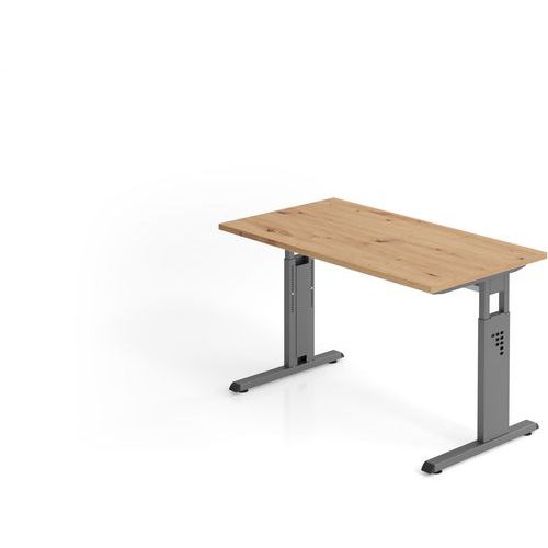 Hammerbacher - Bureau droit piètement en C 120x67cm Chêne ambré Graphite - Hauteur réglable 65-85cm - FSC
