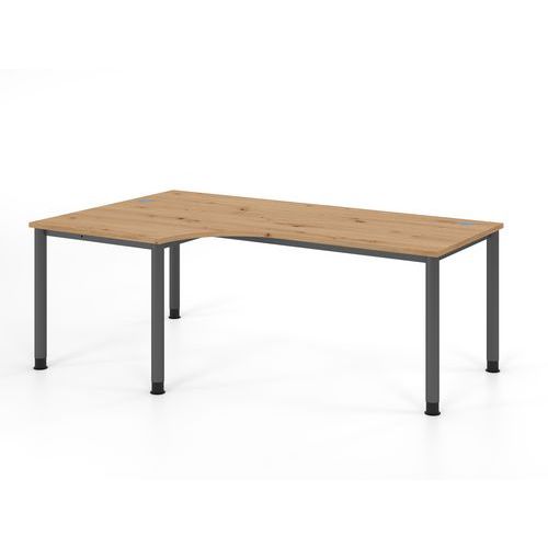 Bureau Angle 90° 4 Pieds Ronds-200x120-chêne Ambré-graphite