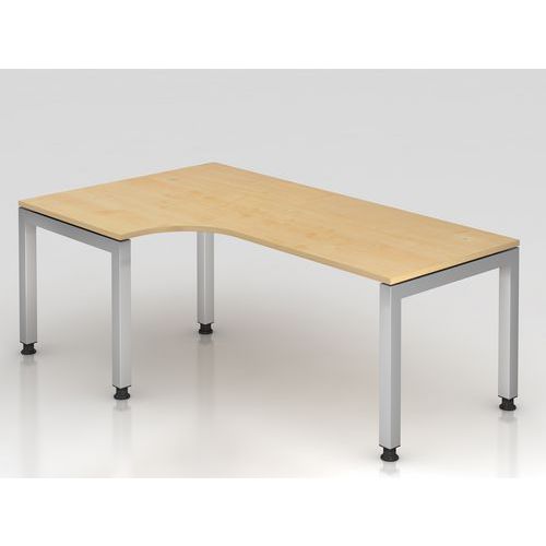 Bureau Angle 90° Avec Pied En U Carré-180x80cm-érable-argent