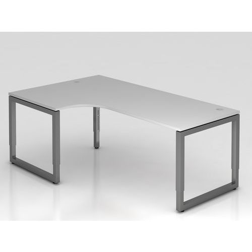 Hammerbacher - Bureau d'angle 90° 200x120cm Gris Graphite - Plateau Mélaminé 25mm - Pieds Carrés Anthracite - FSC