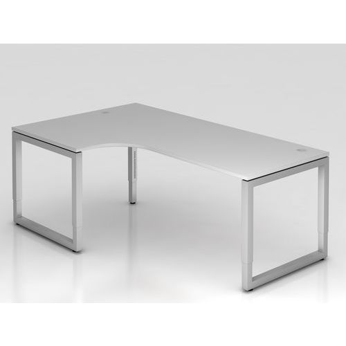 Bureau Angle 90°avec Pieds En O Carré-200x120cm-gris-argent