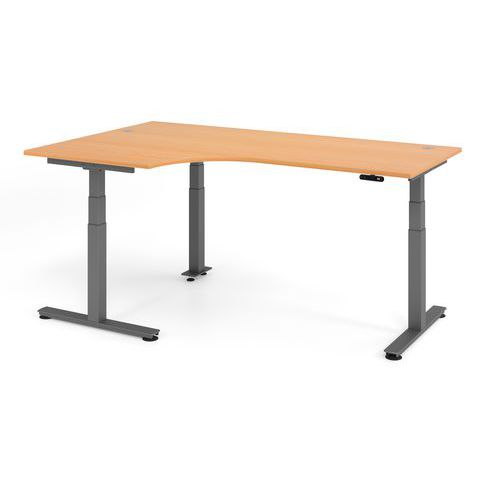 Bureau Assis-debout À Angle 90°-200x120cm-hêtre-graphite