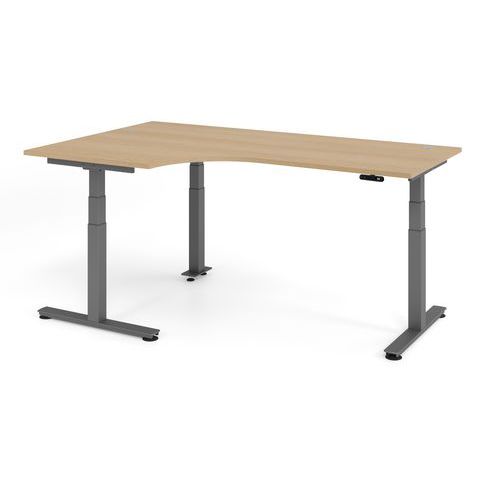 Bureau Assis-debout À Angle 90°-200x120cm-chêne-graphite