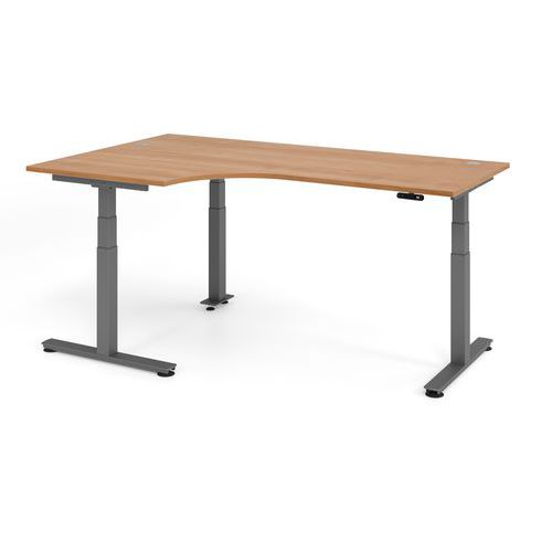 Bureau Assis-debout À Angle 90°-200x120cm-noyer-graphite