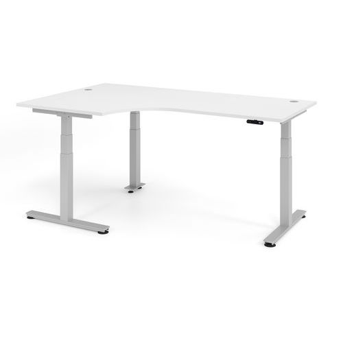 Bureau Assis-debout À Angle 90°-200x120cm-blanc-argent