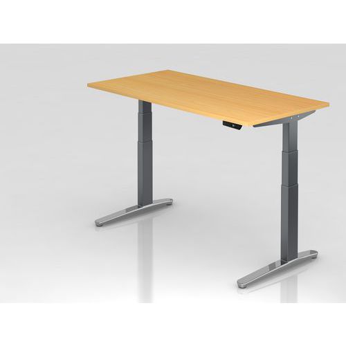 Bureau Pied Aluminium Xbhm-160x80cm-hêtre-graphite