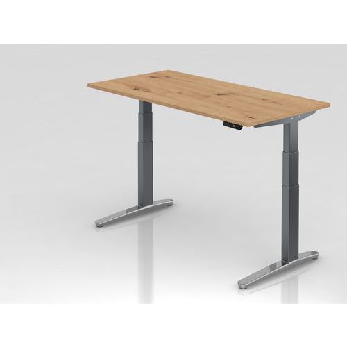 Bureau Pied Aluminium Xbhm-160x80cm-chêne Ambré-graphite