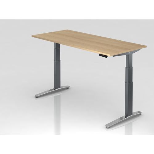 Bureau Pied Aluminium Xbhm-180x80cm-chêne-graphite