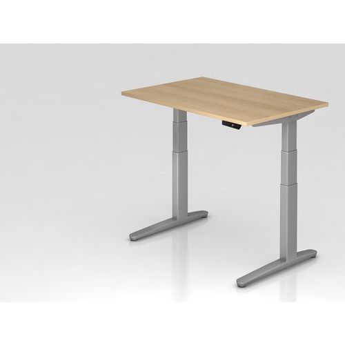 Bureau Assis-debout Pied Argent Xbhm-120x80cm-chêne-argent