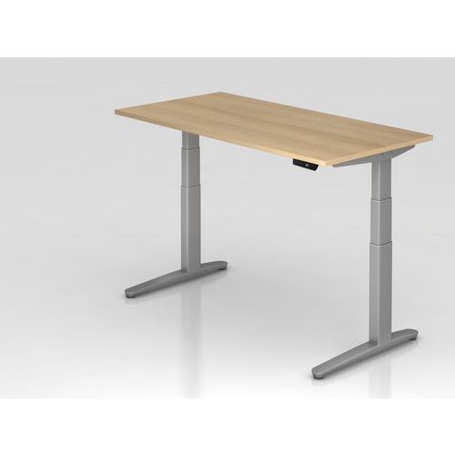 Bureau Assis-debout Pied Argent Xbhm-160x80cm-chêne-argent