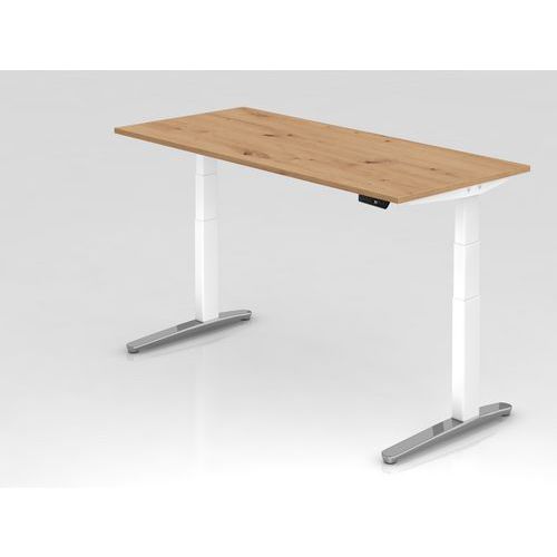 Bureau Pied Blanc Brillant Xbhm-180x80cm-chêne Ambré-blanc