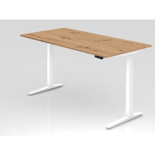 Bureau Pied Blanc Xbhm-200x80cm-chêne Ambré-blanc