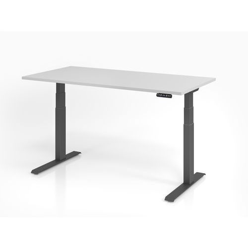 Hammerbacher - Bureau assis-debout XDKB 160x80cm Gris Graphite - Ergonomique Éco-responsable Hauteur Réglable Électrique FSC