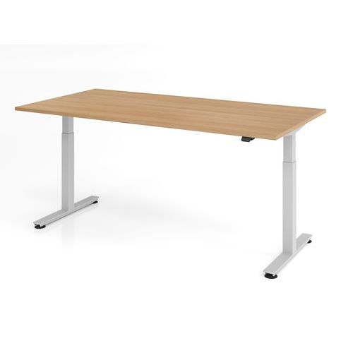 Hammerbacher - Bureau assis-debout XMST 200x100cm Chêne/Argent - Hauteur réglable 71-120cm - Ergonomique et Éco-responsable