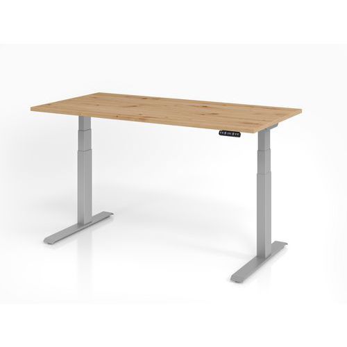 Bureau Assis-debout Série Xdkb-160x80cm-chêne Ambré-argent