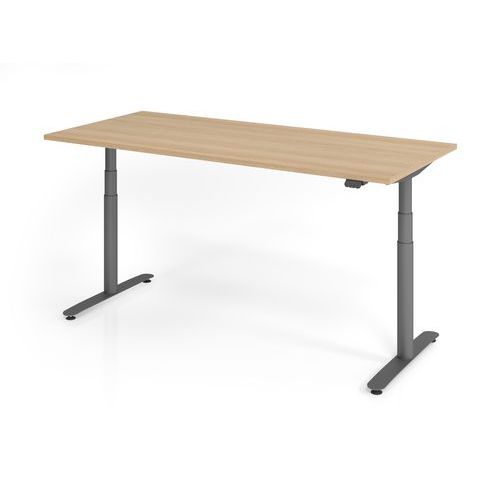Hammerbacher - Bureau assis-debout XDLR 180x80cm Chêne Graphite - Hauteur réglable 63-127cm - Éco-responsable FSC