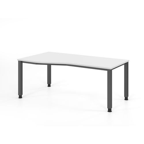 Bureau Asymétrique 4 Pieds Carrés-180x100cm-blanc-graphite