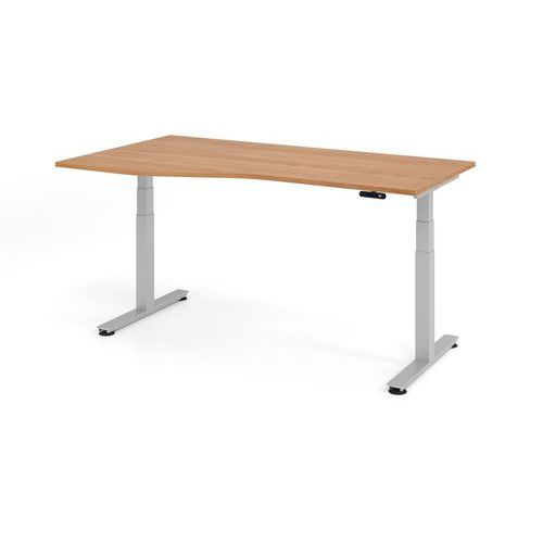 Bureau Asymétrique Assis-debout Xdsm-160x100cm-noyer-argent