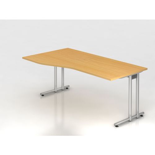 Bureau Asymétrique Piètement C Ns18-180x100cm-hêtre-argent
