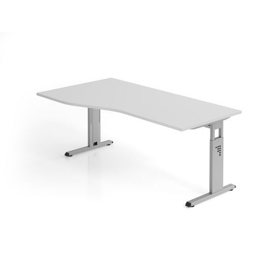 Bureau Asymétrique Piètement En C-180x100cm-gris-argent