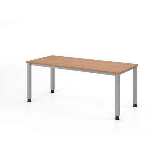 Bureau Avec 4 Pieds Carrés-180x80cm-noyer-argent