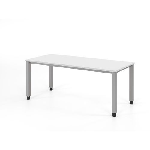 Bureau Avec 4 Pieds Carrés-180x80cm-blanc-argent