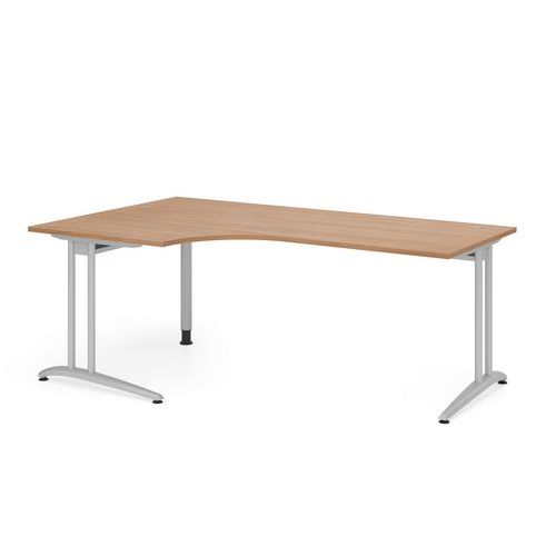 Hammerbacher - Bureau d'angle série B 200x120cm Noyer/Argent - Éco-responsable FSC - Montage facile