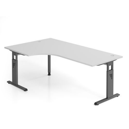 Hammerbacher - Bureau d'angle série O 200x120cm Gris Graphite - 85cm Hauteur - Mélaminé FSC