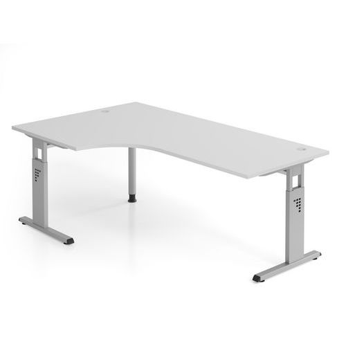 Hammerbacher - Bureau d'angle série O 200x120cm Gris Argent - Éco-responsable FSC - Bureau professionnel