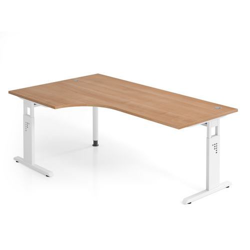 Hammerbacher - Bureau d'angle O-200x120cm Noyer Blanc - 85cm Hauteur - FSC & Éco-responsable